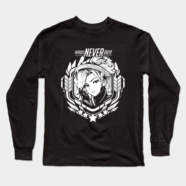 Mercy "Heroes Never Die!!" Long Sleeve T-Shirt by RobotCatArt